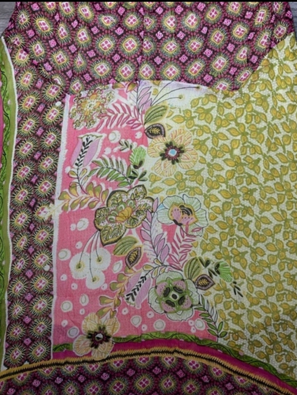 Bila Patchwork Midi Skirt in Yellow, Pink, Green and Brown - Picture 3 of 8